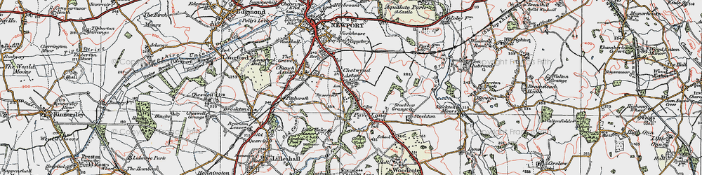 Old map of Chetwynd Aston in 1921