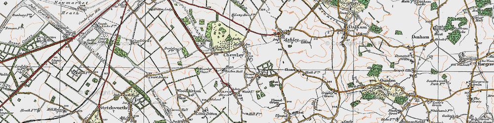Old map of Cheveley in 1920