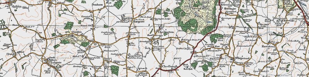 Old map of Chevington in 1921