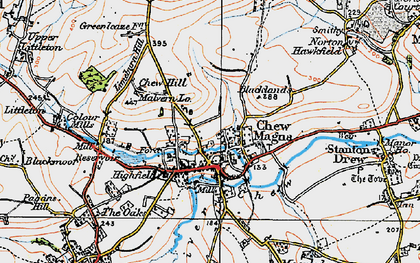 Old map of Chew Magna in 1919