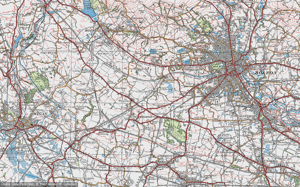 Old Map of Chew Moor, 1924 in 1924