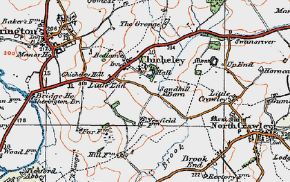 Old map of Chicheley in 1919