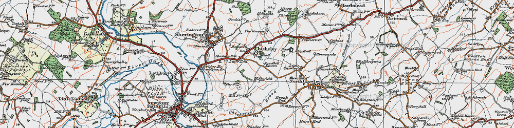 Old map of Chicheley in 1919