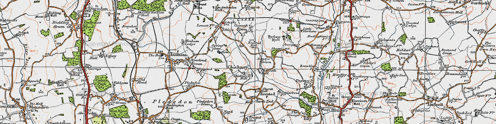 Old map of Broxted Hill in 1919