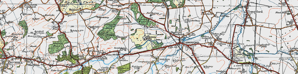 Old map of Chicksands in 1919