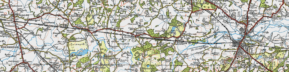 Old map of Chiddingstone Causeway in 1920