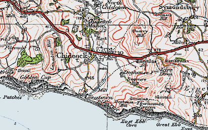 Old map of Chideock in 1919