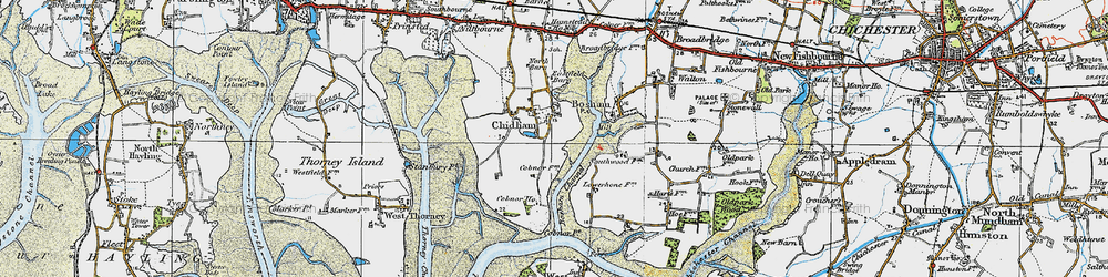 Old map of Bosham Channel in 1919