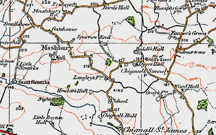 Old map of Chignall Smealy in 1919