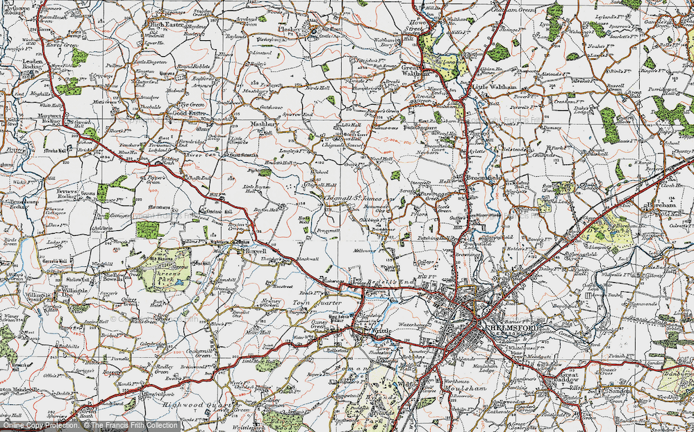 Old Map of Historic Map covering Beaumont Otes in 1919