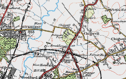 Old map of Chigwell in 1920