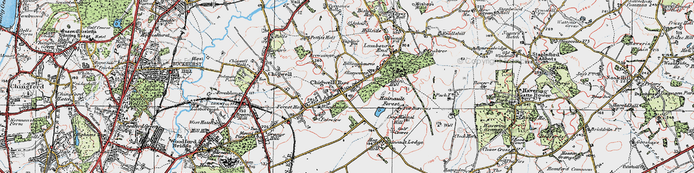 Old map of Chigwell Row in 1920