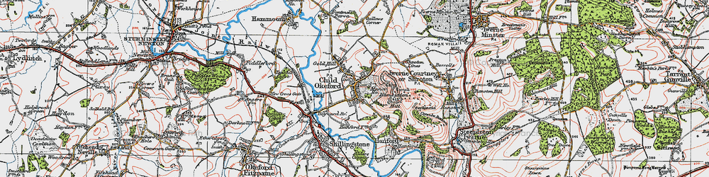 Old map of Child Okeford in 1919