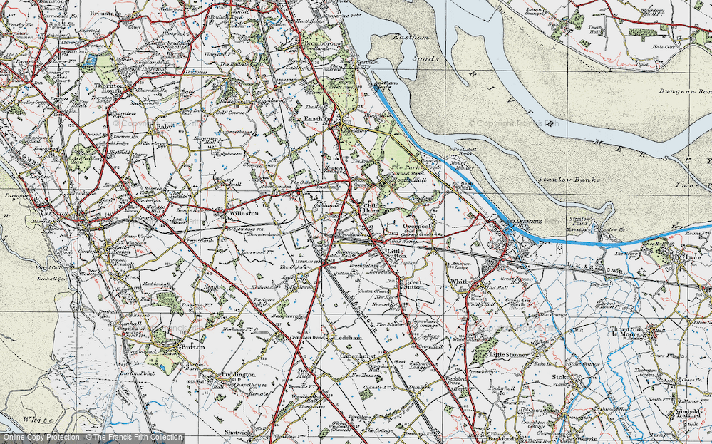 Old Map of Childer Thornton, 1924 in 1924