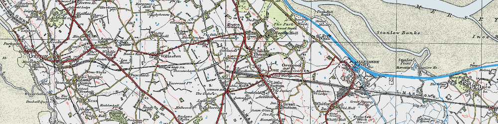 Old map of Childer Thornton in 1924