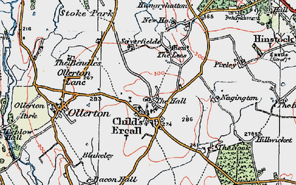 Old map of Childs Ercall in 1921