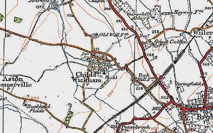 Old map of Childswickham in 1919