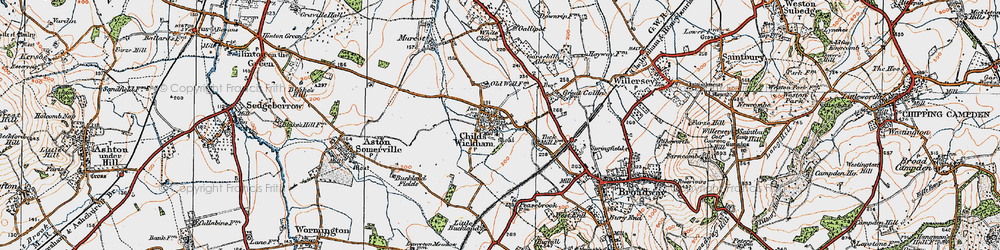 Old map of Childswickham in 1919
