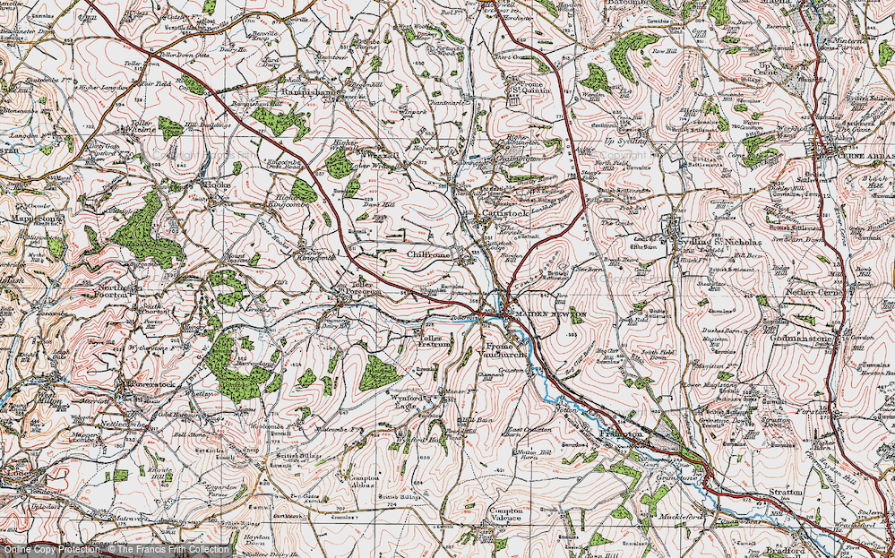 Old Map of Historic Map covering Whitesheet Hill in 1919