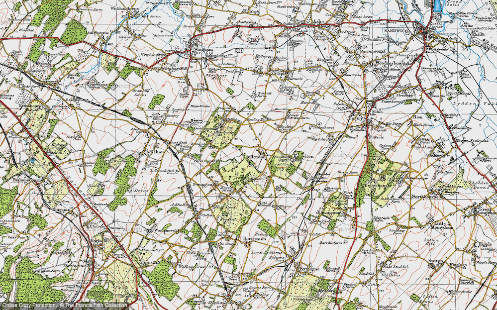 Old Map of Chillenden, 1920 in 1920