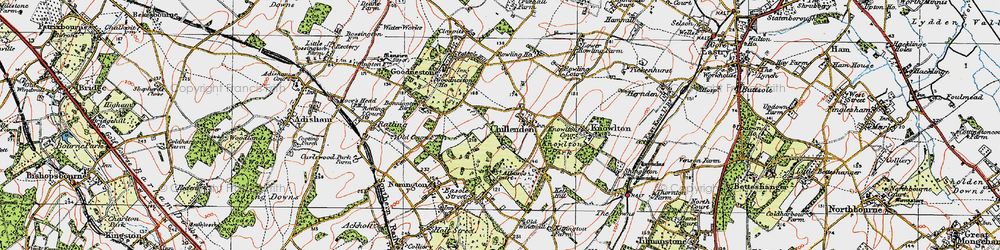 Old map of Chillenden in 1920