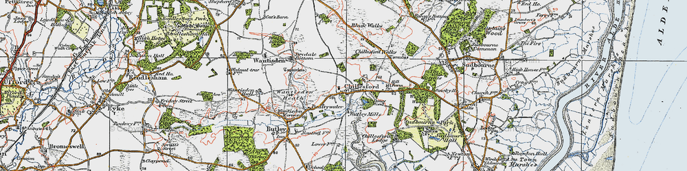 Old map of Chillesford in 1921