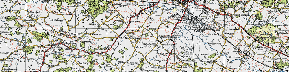 Old map of Chilmington Green in 1921