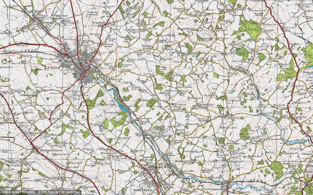 Old Map of Chiltern Green, 1920 in 1920
