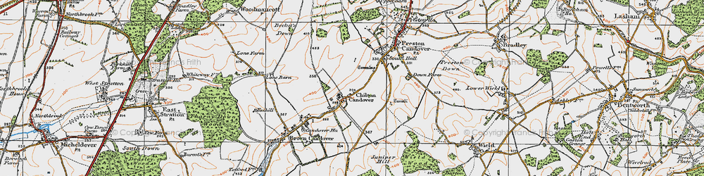 Old map of Chilton Candover in 1919