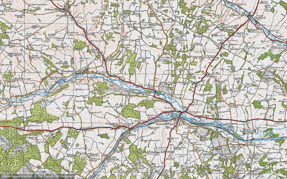 Old Map of Historic Map covering Brickkiln Copse in 1919