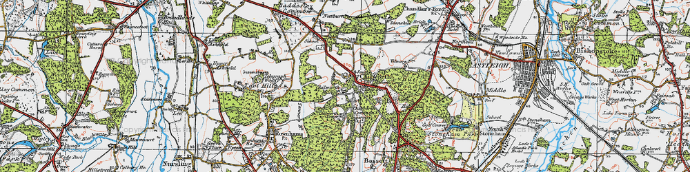 Old map of Chilworth Old Village in 1919