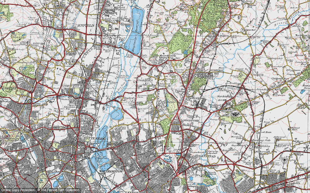 Old Map of Chingford Hatch, 1920 in 1920