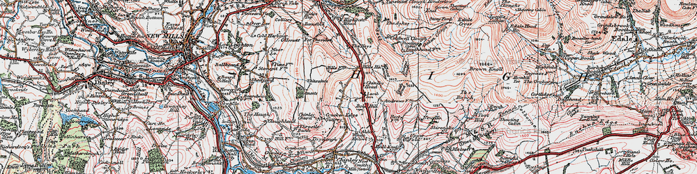Old map of Chinley Head in 1923