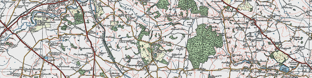 Old map of Chipnall in 1921