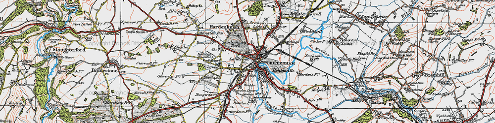 Old map of Chippenham in 1919