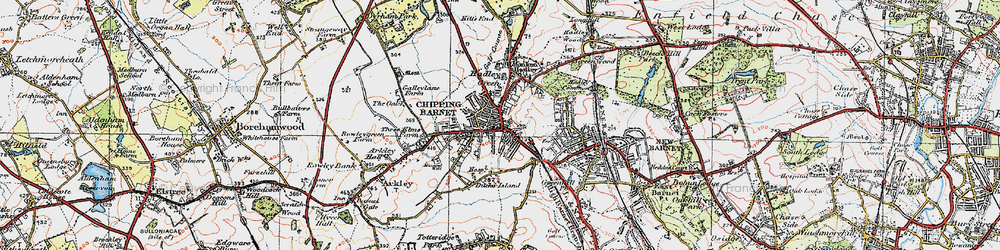 Old map of Chipping Barnet in 1920