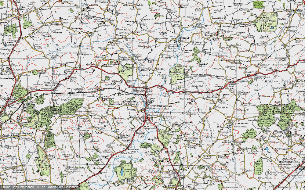 Old Map of Chipping Ongar, 1920 in 1920