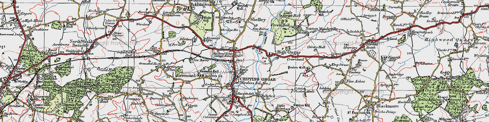 Old map of Chipping Ongar in 1920