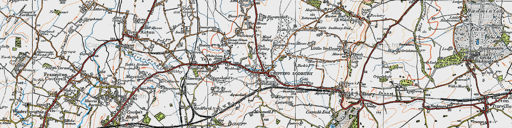 Old map of Chipping Sodbury in 1919