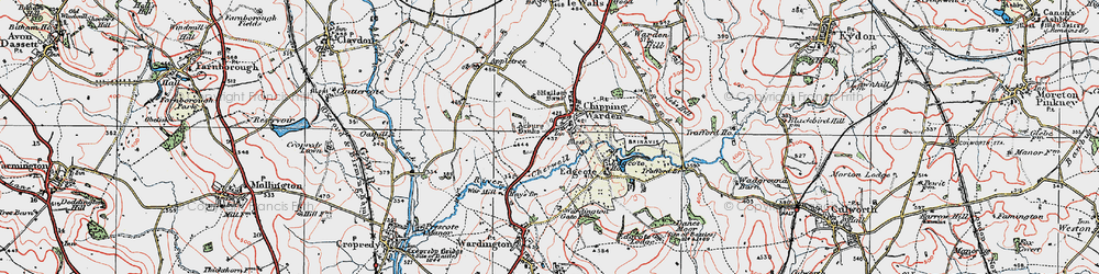 Old map of Chipping Warden in 1919