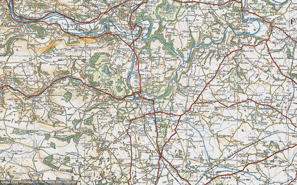 Old Map of Chirk, 1921 in 1921