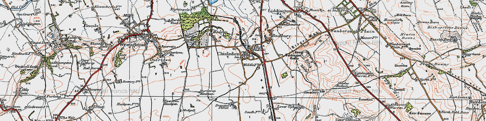 Old map of Chiseldon in 1919