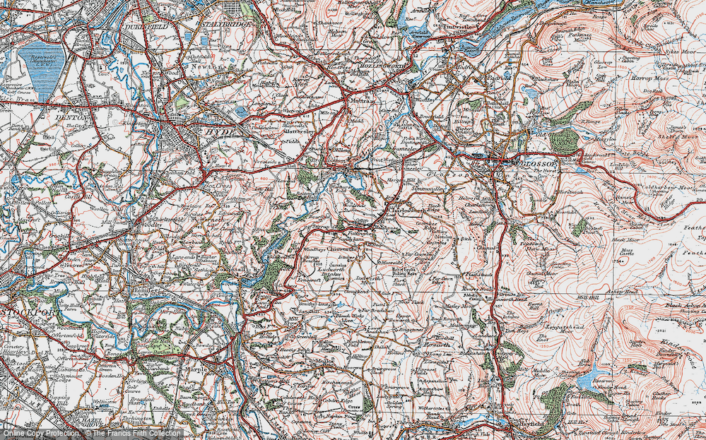 Old Map of Historic Map covering Boarfold in 1923