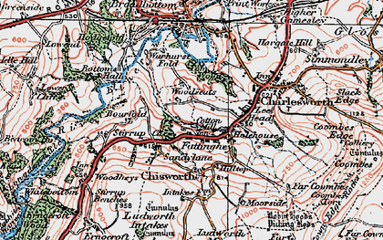 Old map of Chisworth in 1923