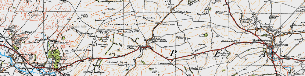 Old map of Chitterne in 1919