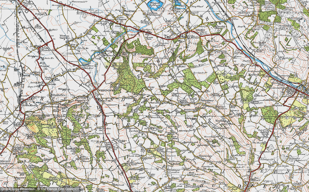 Old Map of Historic Map covering Brun Grange in 1919