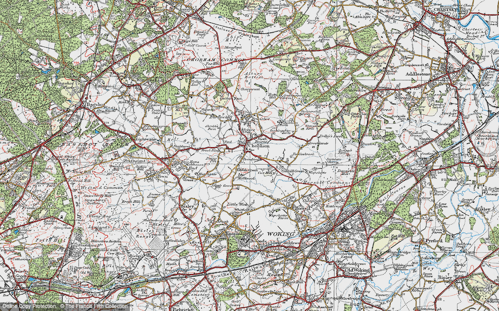 Old Map of Chobham, 1920 in 1920