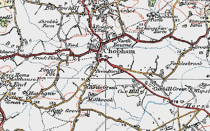 Old map of Chobham in 1920