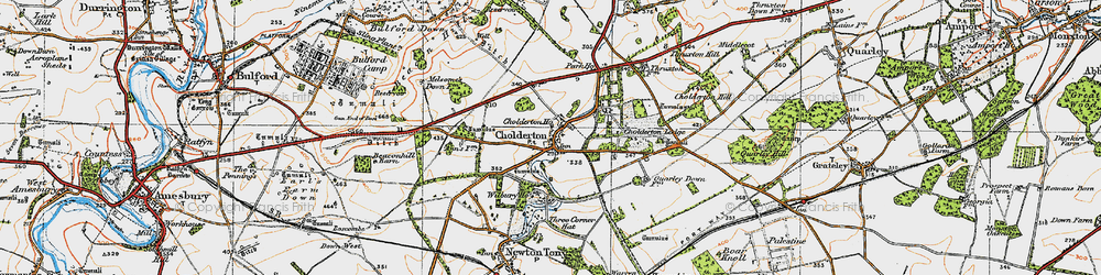 Old map of Cholderton in 1919