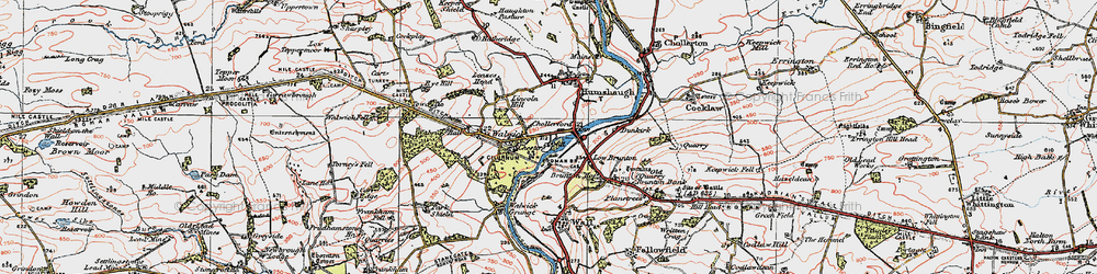 Old map of Chollerford in 1925